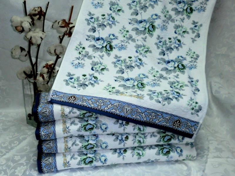 Полотенце Bolangde Япония, белый с синими цветами1 ред
