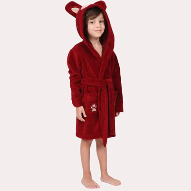 Детский банный халат бордового цвета Турция