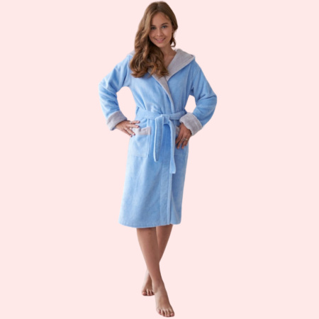Махровый халат для девочки Vien, голубой-2