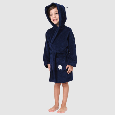 Детский халат с капюшоном синего цвета Nusa-2
